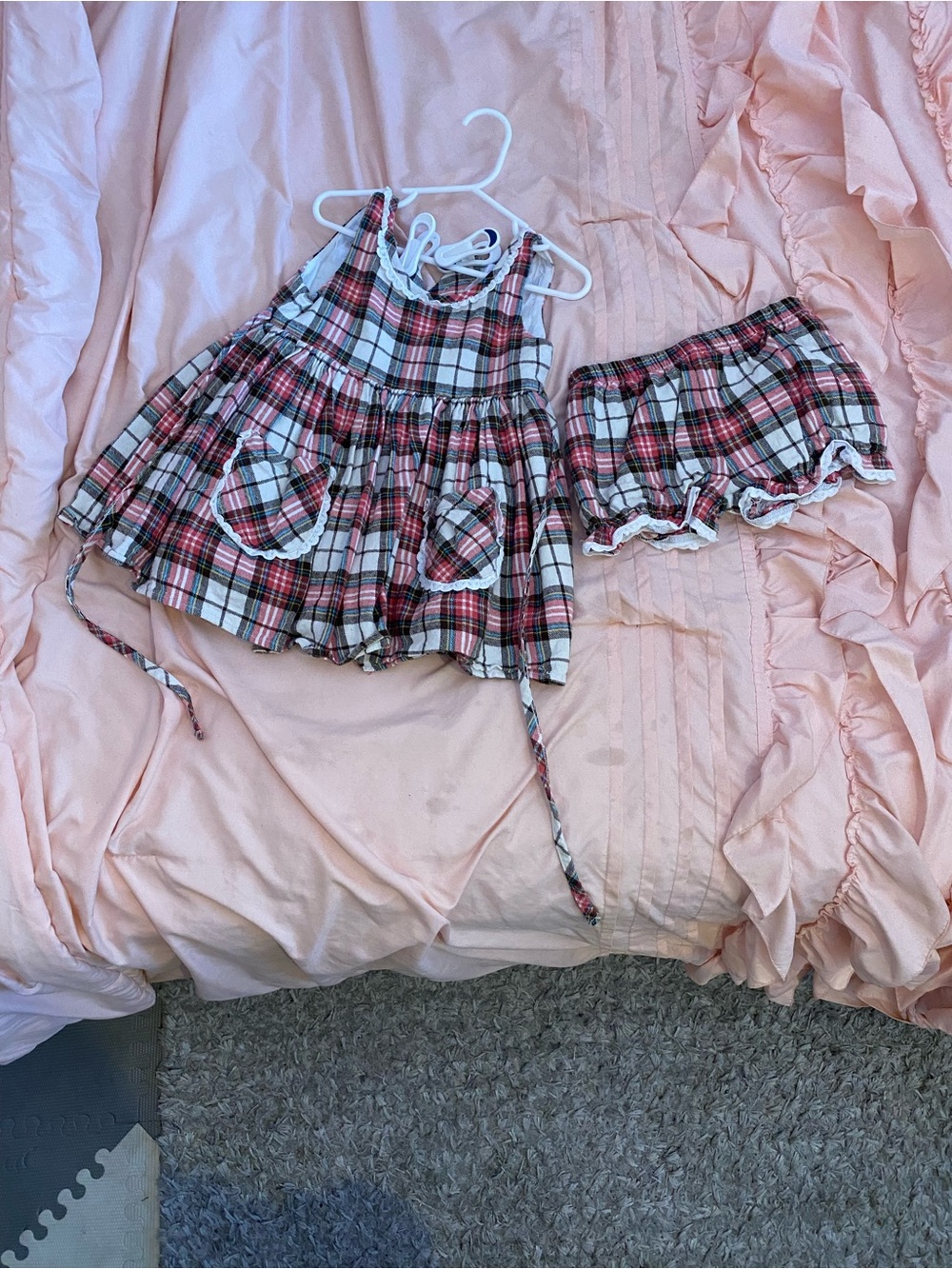 Sweet Honey Plaid Dress & Bloomer set